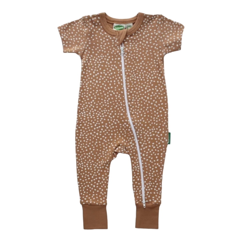 Parade's Short Sleeve Romper| Caramel Pebble| Size 0-3M